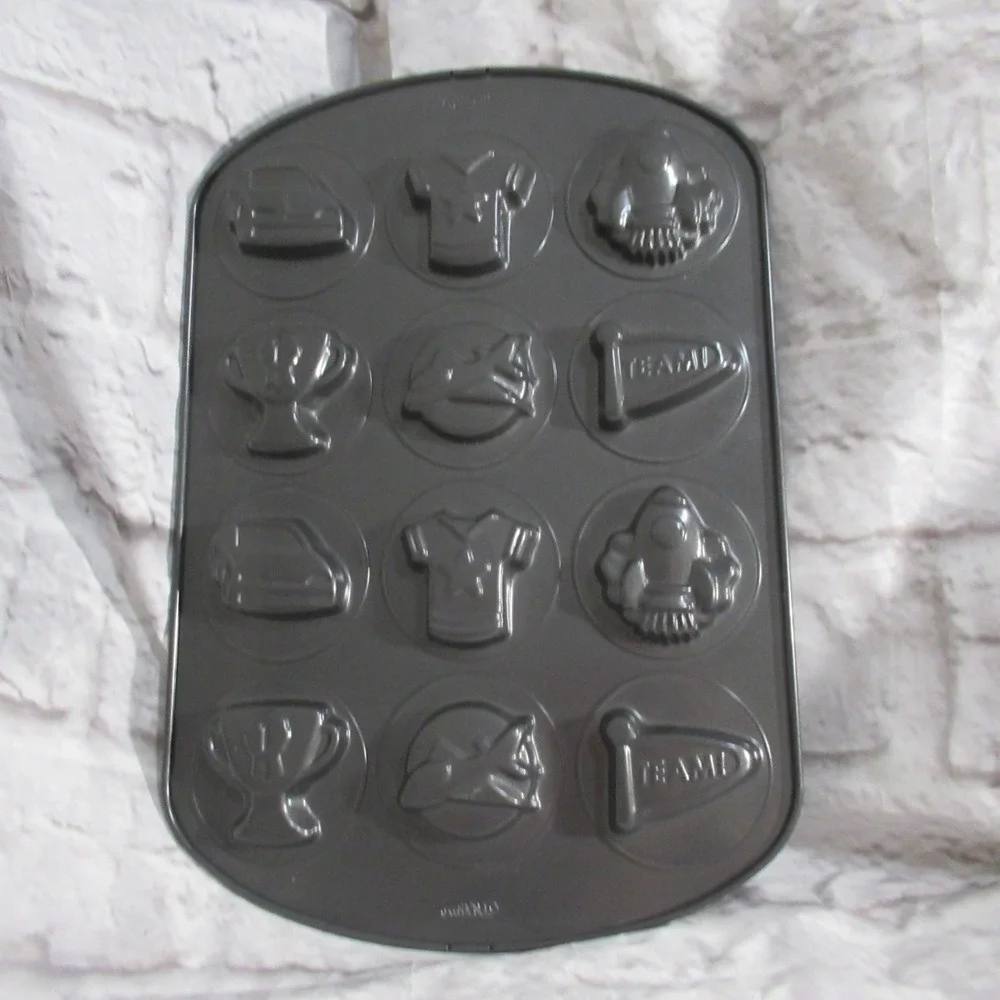 Wilton Mini cake pan sports flag rocket plane boys non stick cupcake cookie bake